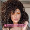 rosmile Curly Wigs for Black Women - Ombre Brown Mixed Synthetic Hair African American Full Afro Curly Wig with Bangs view 2