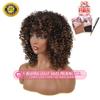 rosmile Curly Wigs for Black Women - Ombre Brown Mixed Synthetic Hair African American Full Afro Curly Wig with Bangs view 3