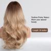 HAIRCUBE Long Blonde Wigs for Women Wave Curly Wig with Bangs Natural Brown Roots Synthetic Wigs for Daily Use Cosplay view 3