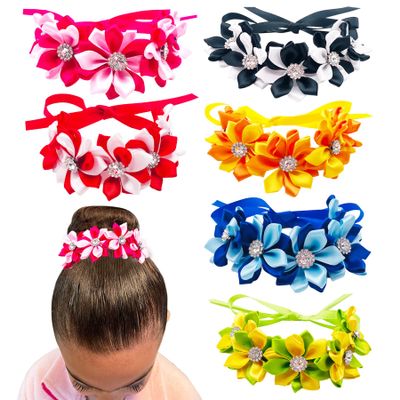 Pai Sence 6pcs/Pack Ballet Bun Wrap Flowers for Girls Ballerina Bun Wreath Headpiece Women Dancer Ladies Hair Accessories for Competitions Wedding Birthday Party Gift