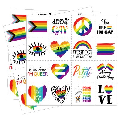 256PCS Pride Day Rainbow Tattoos  Love Gay LGBT Flag Stickers Parades Party Favors Supplies Decorations