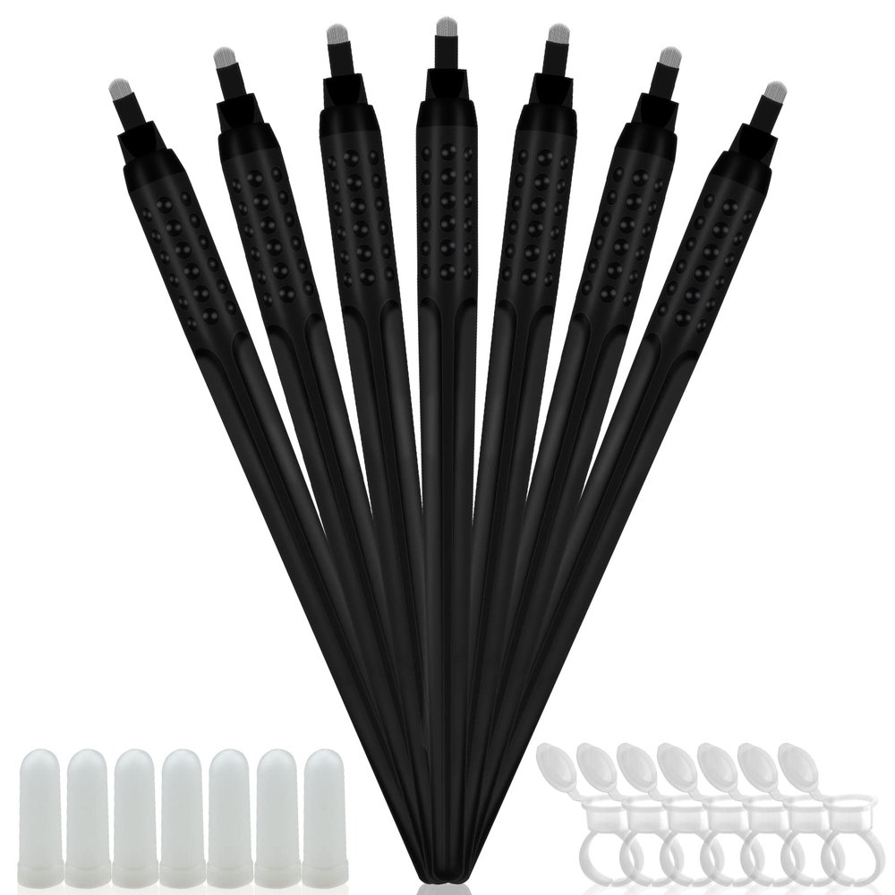 10pcs Disposable Microblading Manual Pen Microblades Nano Permanent Makeup 18U Blades 0.18mm with Ring (U18-0.18mm)