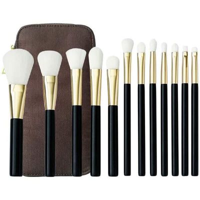 XIXIDIAN Makeup Brush Set, Premium Cosmetic Wood Handle Brushes 12pcs for Foundation Blending Blush Concealer Eye Shadow, Synthetic Fiber Bristles