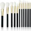 XIXIDIAN Makeup Brush Set, Premium Cosmetic Wood Handle Brushes 12pcs for Foundation Blending Blush Concealer Eye Shadow, Synthetic Fiber Bristles view 2