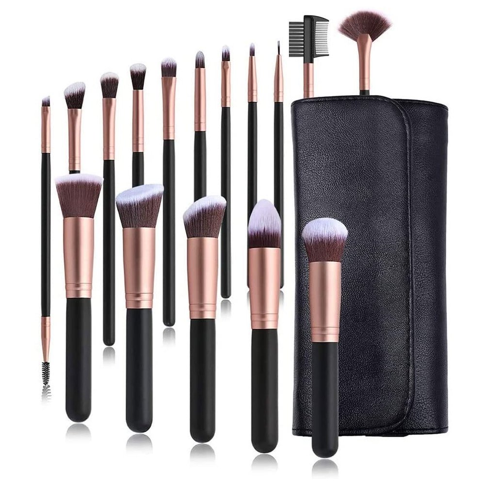 XIXIDIAN Makeup Brushes, 16 Pcs Professional Premium Synthetic Makeup Brush Set with Case, Foundation Eye Travel Make up Brushes Sets