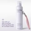 Flamingo Shaving Razor Set for Women - Original Razor Handle, 4 Blade Refills, and Shower Holder - Rose view 3