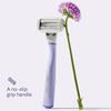 Flamingo Shaving Razor Set for Women - Original Razor Handle, 4 Blade Refills, and Shower Holder - Lilac view 4