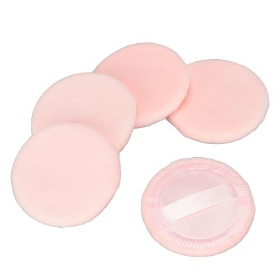 5Pcs Powder Puff, Soft Texture Washable Good Powder Grasping Three Colors Round Cotton Cosmetic Powder Cushion Puff, Available Face Makeup Powder Puff(pink)