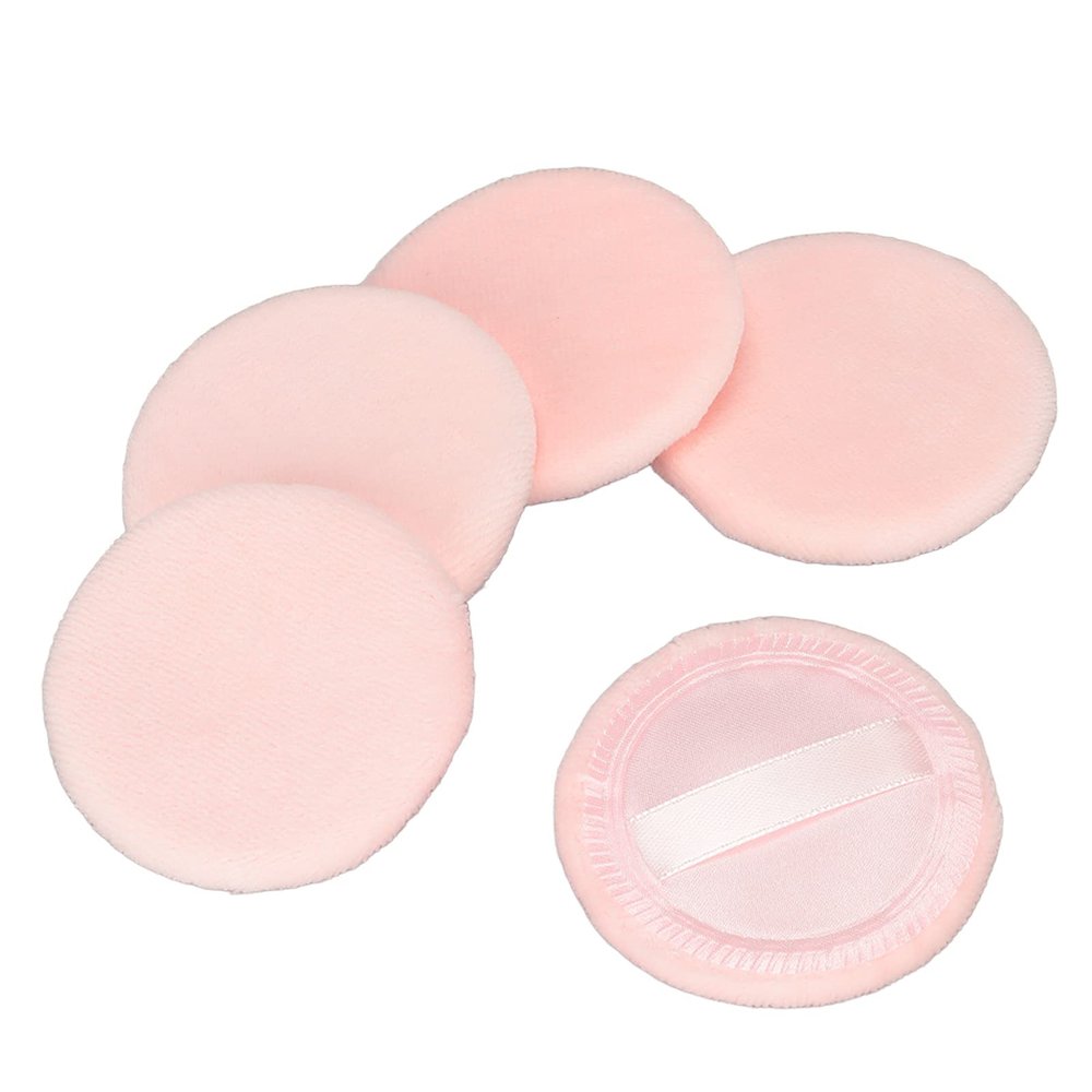 5Pcs Powder Puff, Soft Texture Washable Good Powder Grasping Three Colors Round Cotton Cosmetic Powder Cushion Puff, Available Face Makeup Powder Puff(pink)