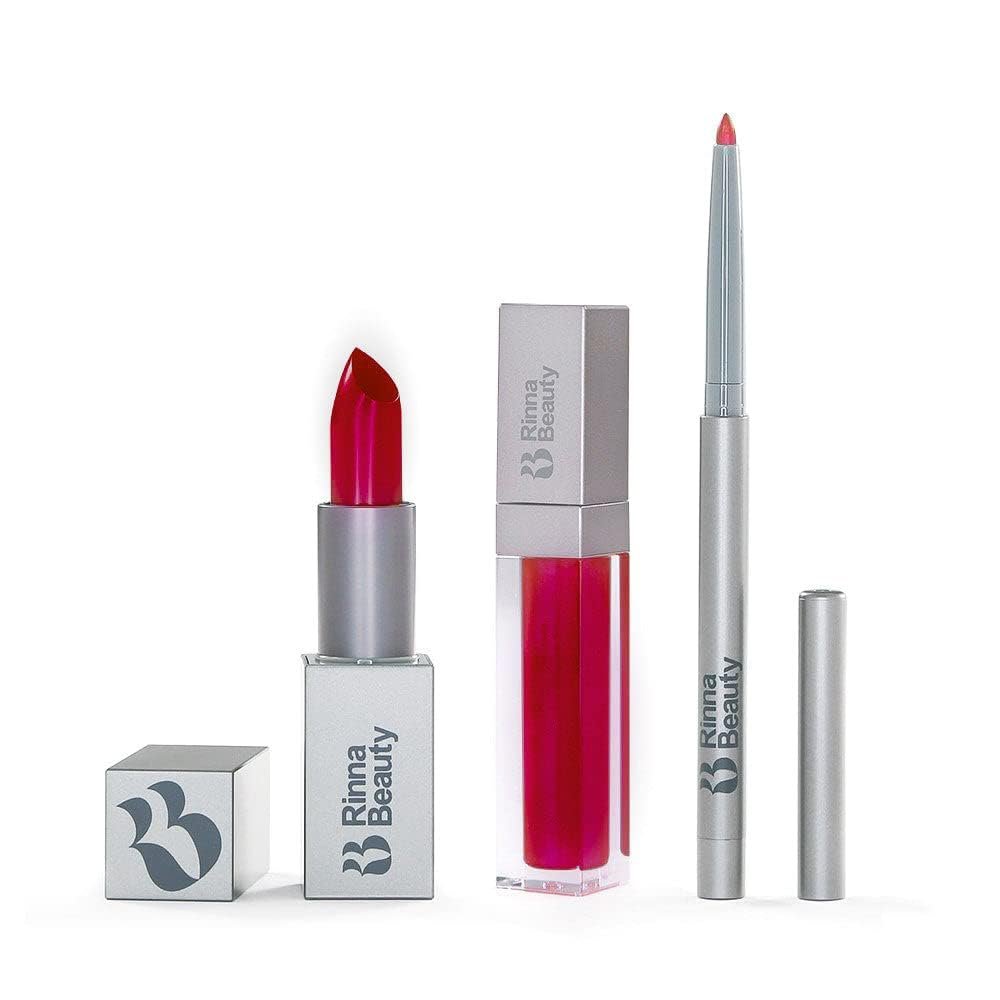 Rinna Beauty Icon Lip Kit - Sabine- All-in-one Lip Kit - Includes Lipstick, Lip Gloss, and Lip Liner - BERRY look - Vegan, LONG-LASTING: Anti-aging, & Moisturizing, Cruelty-Free - 1 each