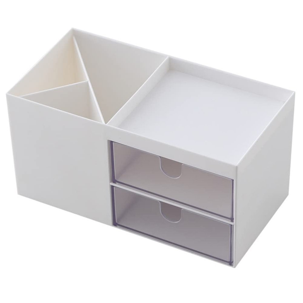 Beaupretty Multi-function Desktop Storage Box for Makeup and Jewelry Dual Organizer Space-saving Holder for Office and Home Use Tidy up Your Desk Essentials