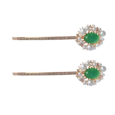 2PCS Women Lady Imitation Pearl Hairpin Metal Hair Barrettes Rhinestone Alloy Hair Clips Bobby Pins Ladies Hair Barrette Side Clip Hair Clip Hair Accessories