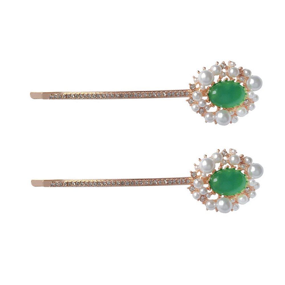 2PCS Women Lady Imitation Pearl Hairpin Metal Hair Barrettes Rhinestone Alloy Hair Clips Bobby Pins Ladies Hair Barrette Side Clip Hair Clip Hair Accessories