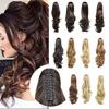 22inch Women's Hair Piece Pony Tail Clip In Claw Ponytail Hair Extension Long/Voluminous Curly Or Wavy Synthetic Wig Hairpiece for Women Girls (#1224B Brown Auburn & Pale Golden Blonde) view 1