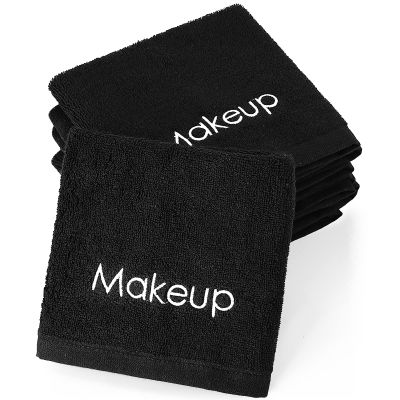 Panelee 13 Inch Makeup Washcloths Black Makeup Towels Cotton Face Wash Cloths Bulk Facial Remover Cleansing Towels Soft Cosmetic Water Absorbent for Women Hand Skin Care(12 Pcs)