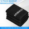 Panelee 13 Inch Makeup Washcloths Black Makeup Towels Cotton Face Wash Cloths Bulk Facial Remover Cleansing Towels Soft Cosmetic Water Absorbent for Women Hand Skin Care(12 Pcs) view 2