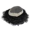 LYRICAL HAIR Afro Curly Wavy Toupee Hairpiece for Men Monofilament Mens Wig Poly Skin NPU Around Curly Hair Systems Replacements Durable (8"X11"-20MM Curl, #1 Jet Black-110% Light to Medium Density) view 4