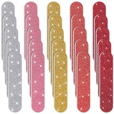 150 Pieces Disposable Mini Nail Files Bulk Double Sided Emery Small Colorful Nail Files for Home Salon Use (Glitter Style)