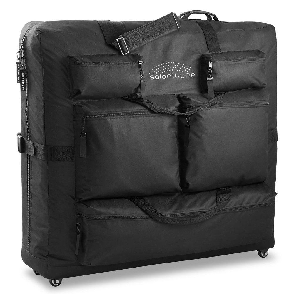 Saloniture Universal Carry Case for Massage Table, Professional Carrying Bag with Wheels and Storage Pockets