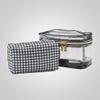 Conair Travel Makeup Bag, Large Toiletry and Cosmetic Bag, Perfect Size for Use At Home or Travel, Two Piece Train Case Set in Clear PVC and Black Checkers view 4