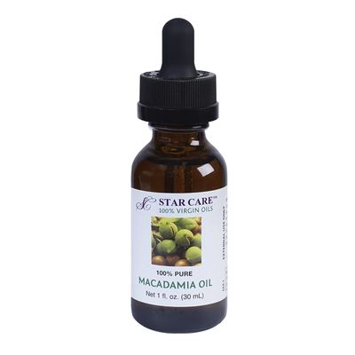 STAR CARE 100% Pure Macadamia Oil 1 oz (30ml) Premium Virgin Macadamia Nut Oil for Hair Skin Face Nails Deeply Moisturizing Fast-Absorbing Carrier Oil with Dropper