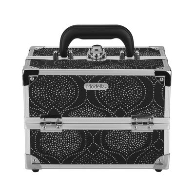 Conair Makeup Beauty Case, Cosmetic Case, with Expandable Shelves and Locking Latch, in Black Print, London SOHO New York for Conair