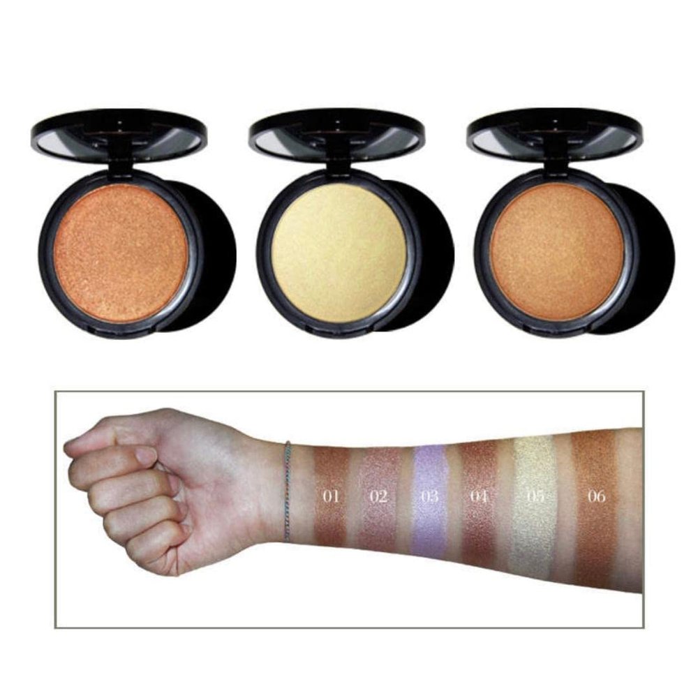 R. R Lux Highlighter Makeup Shimmer Contour Powder Highlighter Makeup Palette Shimmer Contour for Brighten Face Contour Cheek Highlight Makeup, Long Lasting Highlighter Powder with Mirror for Brighten Face Contour Gold Highlighter Makeup Palette Shim