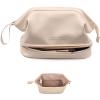 Abiudeng Large Makeup Bag for Women,Travel Makeup Organizer with Brush Holder, Dopp Kit Essentials,Waterproof PU Cosmetic Bag for Traveling,Multi Compartment, Cute,Spacious Capacity-white view 1