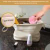 Abiudeng Large Makeup Bag for Women,Travel Makeup Organizer with Brush Holder, Dopp Kit Essentials,Waterproof PU Cosmetic Bag for Traveling,Multi Compartment, Cute,Spacious Capacity-white view 3