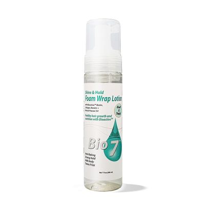 BIO7 SHINE & HOLD FOAM WRAP LOTION  7 Fl Oz  Provide Healthy Hair Growth, Supply Valuable Nutrition, Provide Strong Hold and Definition While Leaving Hair Smooth, Moisturized, Full Of Body And Shine, Give a Natural Conditioning Active & Silky Feel,