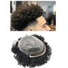 Afro Toupee for Black Men Hair Unit Black Man African American Kinky Curly Mens Toupee Hairpiece Wig 8"x10'' mens man weave Transparent Lace Skin Hairpieces Mens Hair System(8"x10", #1B Off Black/Natural Black-6MM Wavy Curl) view 1