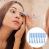 FOMIYES 10Pcs Foldable Stainless Steel Eyebrow Razors for Women, Portable Facial Hair Removal Trimmer with Plastic Handle, Blue view 2