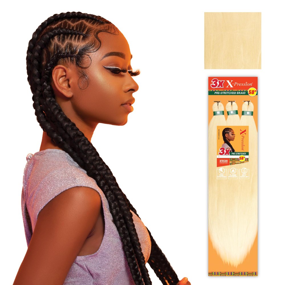 Sensationnel X-pression prestretched braiding hair - 3x braid 58 inch all kanekalon flame retardant synthetic braid for box braids and twists (1 pack, 613 BLONDE)