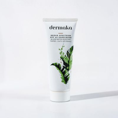 Dermaka Lightly Tinted Mineral Sunscreen SPF 42 Anti-Aging Face Moisturizer with Zinc Oxide & Aloe Vera Water Resistant, Non-Greasy & Reef Safe for Sensitive Skin 3.4 oz