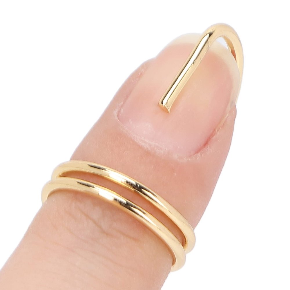 Finger Nail Rings, Electroplated Women Finger Tip, Manicure Jewelry for Party Daily Life, Manicure Jewelry Nail Art Accessory for Women(3045 gold)