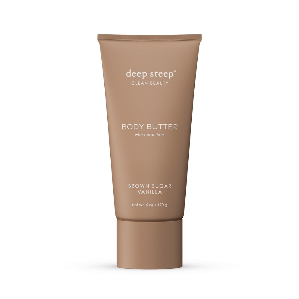 Deep Steep Body Butter, 6 oz  Rich Moisturizer with Ceramides, Coconut Oil, Argan Oil & Aloe Vera  Vegan, Clean Beauty, Smooth & Hydrated Skin (6 Ounces, Brown Sugar Vanilla)