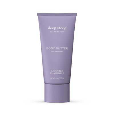 Deep Steep Body Butter, 6 oz  Rich Moisturizer with Ceramides, Coconut Oil, Argan Oil & Aloe Vera  Vegan, Clean Beauty, Smooth & Hydrated Skin (6 Ounces, Lavender Chamomile)