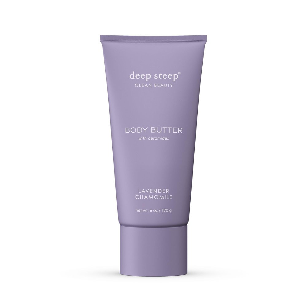 Deep Steep Body Butter, 6 oz  Rich Moisturizer with Ceramides, Coconut Oil, Argan Oil & Aloe Vera  Vegan, Clean Beauty, Smooth & Hydrated Skin (6 Ounces, Lavender Chamomile)