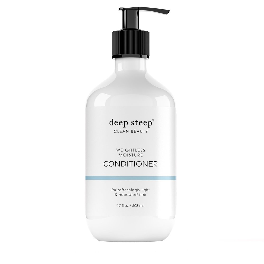Deep Steep Weightless Moisture Conditioner, 17 oz Hydrating Conditioner with Raspberry Leaf, Argan Oil, Aloe & Glycerin Silicone-Free, Vegan, Clean Beauty Hair Care, Soft & Healthy Hair
