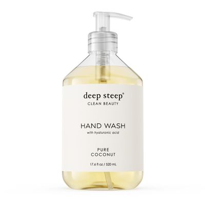 Deep Steep Liquid Hand Wash, Pure Coconut, 17.6 oz  Moisturizing Cleanser with Olive Oil, Aloe Vera, Glycerin & Hyaluronic Acid  Vegan, Clean Beauty, Soft & Nourished Hands