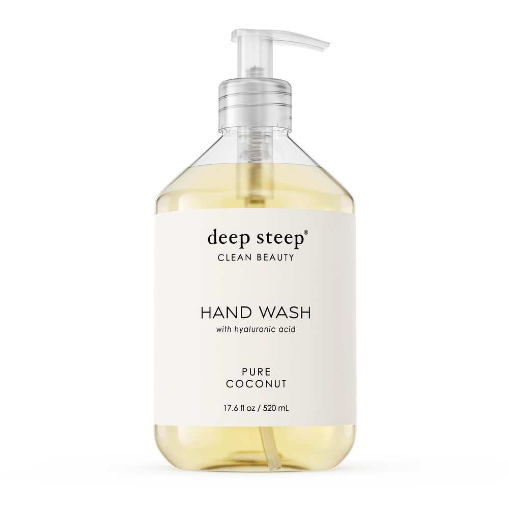 Deep Steep Liquid Hand Wash, Pure Coconut, 17.6 oz Moisturizing Cleanser with Olive Oil, Aloe Vera, Glycerin & Hyaluronic Acid Vegan, Clean Beauty, Soft & Nourished Hands