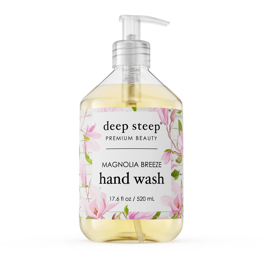 Deep Steep Liquid Hand Wash, Magnolia Breeze, 17.6 oz Moisturizing Cleanser with Olive Oil, Aloe Vera, Glycerin & Hyaluronic Acid Vegan, Clean Beauty, Soft & Nourished Hands