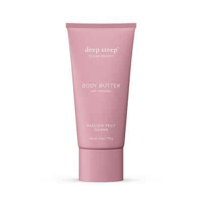 Deep Steep Body Butter, 6 oz Rich Moisturizer with Ceramides, Coconut Oil, Argan Oil & Aloe Vera Vegan, Clean Beauty, Smooth & Hydrated Skin (6 Ounces, Passion Fruit Guava)