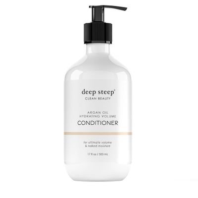 Deep Steep Argan Oil Hydrating Volume Conditioner, 17 oz  Moisturizing Conditioner with Aloe Vera, Marula Oil, Rice Protein & Glycerin  Silicone-Free, Vegan, Clean Beauty Hair Care, Silky Hair