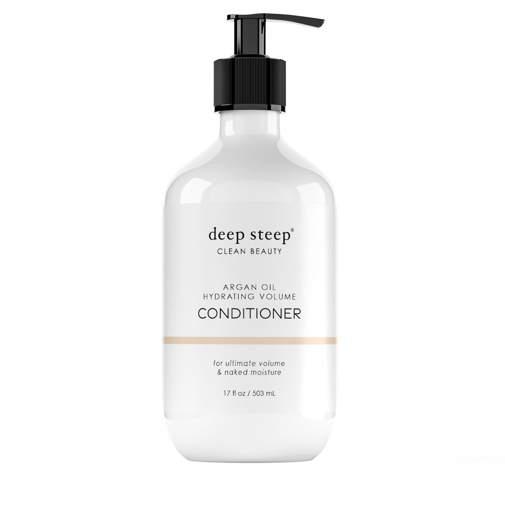 Deep Steep Argan Oil Hydrating Volume Conditioner, 17 oz Moisturizing Conditioner with Aloe Vera, Marula Oil, Rice Protein & Glycerin Silicone-Free, Vegan, Clean Beauty Hair Care, Silky Hair