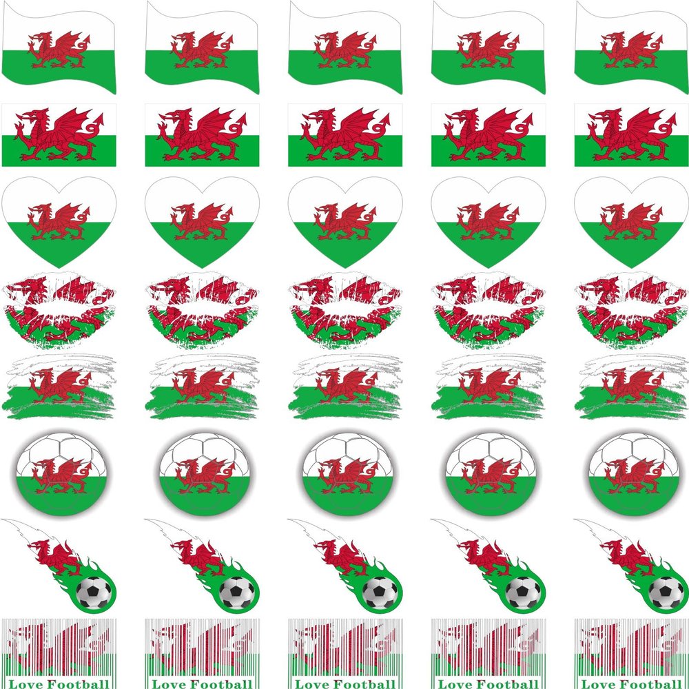 Meme Series Womaha 40 Sheets Wales Flag Temporary Tattoos for Kids Football Temporary Face Tattoos