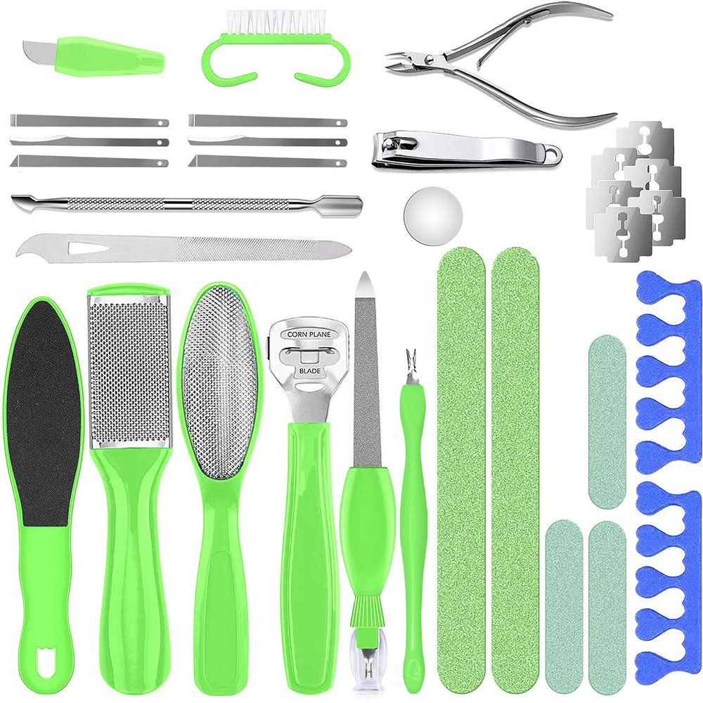 Dr. Entre's 32-Piece Pedicure Kit: 32 Professional Pedicure Tools Supplies Set, Callus Remover with Foot File, Nail File Buffer, Feet Scrubber Dead Skin Remover, Foot Care Kit, Scraper Shaver