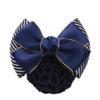 4pcs Women Hair Snood Net Gold Edge Bowknot Decor Barrette Elastic Thick Mesh Hair Bun Cover Double-layers Bow Crochet Hairnet Professional Hair Clip for Formal Lady Working Styling Accessories (Blue&Stripes) view 1