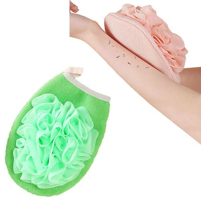 RTcald 2-in-1 Skin-Friendly Bath Sponge,Exfoliating Body Spa Bath Mitt,Double-Sided Dual-Use Bath Shower Loofah Glove,Double Sided Bath Sponge Gloves,Skin Care for Bathing (Green)