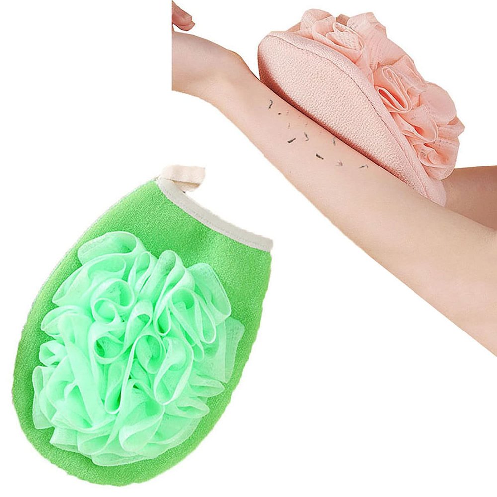 RTcald 2-in-1 Skin-Friendly Bath Sponge,Exfoliating Body Spa Bath Mitt,Double-Sided Dual-Use Bath Shower Loofah Glove,Double Sided Bath Sponge Gloves,Skin Care for Bathing (Green)